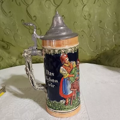 Germany Lidded Beer Stein 9  Ceramic Vintage  Ceramic VGUC  • $19.91