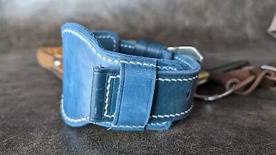 Handmade Watch Band Genuine Leather Bund Strap Vintage Style Cuff  22 24 26mm • $67