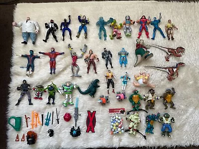 Vintage 80s 90s Action Figure Lot Marvel DC X-Men TMNT Assorted Accessories    • $225
