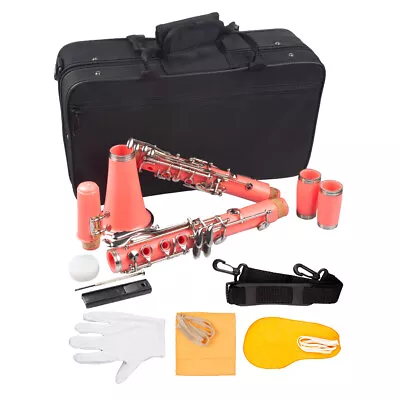 Cupronickel Nickel Plated 17 Key Woodwind ABS Clarinet Pink Bb • $219.88