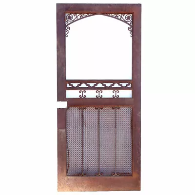 Vintage American Gothic Revival Hammered Iron & Steel Screen Single Door C. 1929 • $695