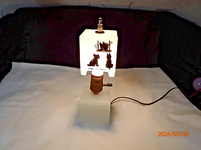 Vintage Art Deco Milk Glass Cube Lamp With Scottie Dogs Glass Shade • $49