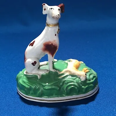 £125 • Buy Antique Staffordshire Pearlware Pottery Figure Of A Dog With Dead Rabbit C.1820