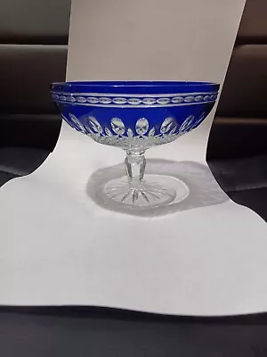 Waterford Crystal Cobalt Blue Clarendon Footed Bowl Stamped & Sticker • $115