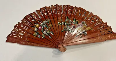 Decorative Wooden Spanish Hand Fan Both Sides Painted • $15