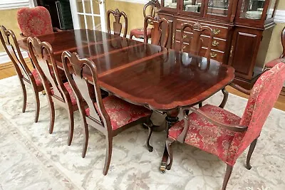 Vintage American Drew Double Pedestal Chippendale Style Mahogany Dining Table • $3995