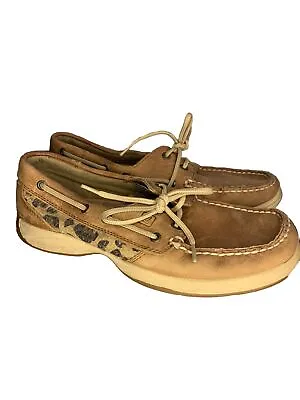 Sperry Top-Sider Angelfish Women Leopard Print Sequin Boat Shoe Women's Size 7 M • $17