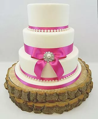 £16.99 • Buy Wedding Cake Single Pearl Brooch – Pearls & Satin Ribbon Cake Topper Shades Pink