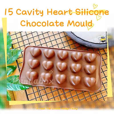 15 Hearts Silicone Chocolate Mould Ice Cube Jelly Candle Love Valentine Wax Melt • £2.60