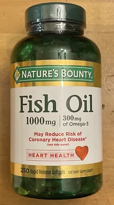 $14.99 • Buy New Nature Bounty Fish Oil 1000mg 250 Softgels