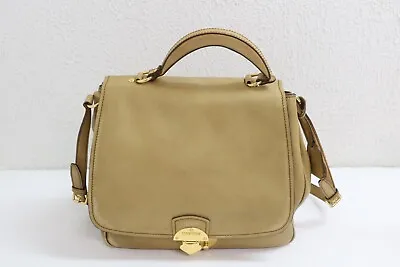 Miu Miu Vitello Vintage Leather Beige Top Handle Crossbody Bag • $249.99