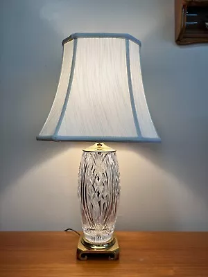 Waterford Cut Crystal Table Lamp W/Brass Base 24  Tall 4 1/2  Widest • $499.99