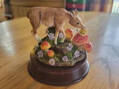 Vintage Deer Mushrooms & Snail Resin Figurine Decor Fawn Wildlife Kingdom • $24.99