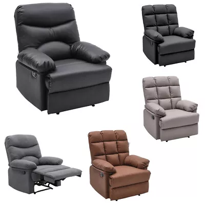 Manual Armchair Sofa Luxury Seater PU Leather Home Lounge Cinema Recliner Chairs • £199.95