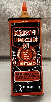 Colorful Marvel Lubricating Oil Tin Handy Oiler Household Oil 4 Oz Empty Tin • $64.99