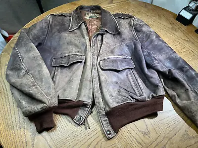 Monarch Sportswear 1950s Horsehide Jacket Size L-XL Great Patina Bomber Biker • $315