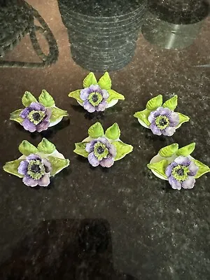 Vintage  Floral Place Card Holders Set Of 6 Bone China England • $14.95