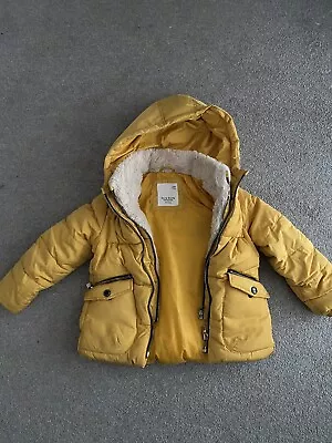 £4.99 • Buy Zara Girls Mustard Yellow Down Feather Hooded Puffer Jacket Coat 6 Years