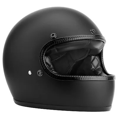 Vintage Motorcycle Helmet Full Face Retro Matte Black Electric Bike E Bike • $109.95