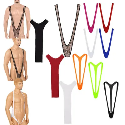 Mens Mankini Thongs Jumpsuit Suspender Bodysuit One Piece Jock Strap Underwear • £4.30