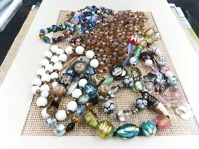 Beautiful Lot Glass Beads Necklaces And Bracelet Murano Venetian Foils Lamp Work • $88