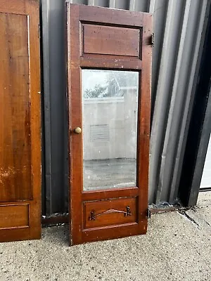 Pair Vintage Built In Cabinet Door Beveled Mirror C1880 Oak  68” H X 25” Wide • $389