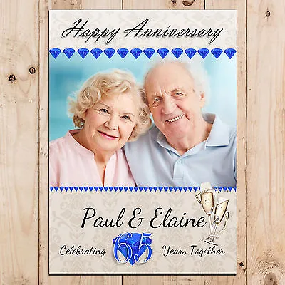 £5.99 • Buy Personalised Sapphire 65th Wedding Anniversary PHOTO Poster Party Banner N73