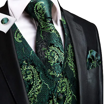 SET Vest Tie Hankie Fashion Men's Formal Dress Suit Slim Tuxedo Waistcoat Coat • $32.29