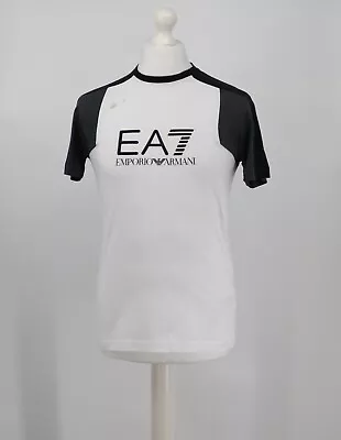 Ea7 Emporio Armani Colour Block Panel Mens White Black Tee Shirt Uk Xs Rrp£65 Vi • £21.30