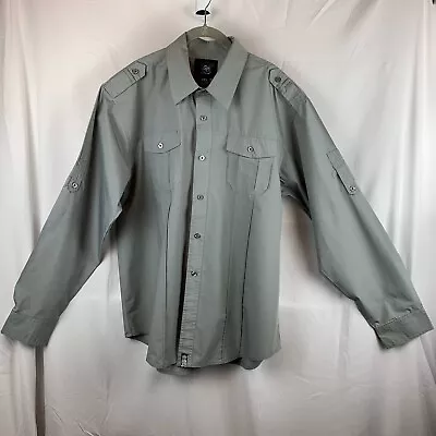 RB Black Men’s Long Sleeve Shirt 3XL Gray Pockets Roll Up Button Tab Sleeves • $15