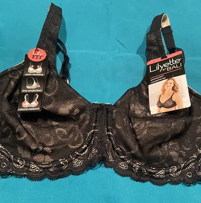 NEW! Bali Black Lace Minimizer Underwire Bra/ 34D/ $42 • $35.10