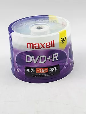 MAXELL DVD+R DISCS 4.7GB 16x 120 Min 50 PACK WRITE ONCE SINGLE SIDED NEW SEALED • $15