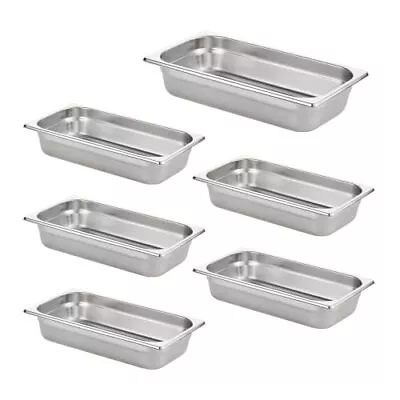 6 Pack 1/3 Size X 2.5 Inch Deep Steam Table Pan Stainless Steel Anti-Jam Pan • $73.20