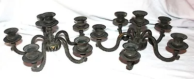 Pair Antique Brass Gas 5-arm Hanging Fixtures For Parts/restore Art Nouveau • $25