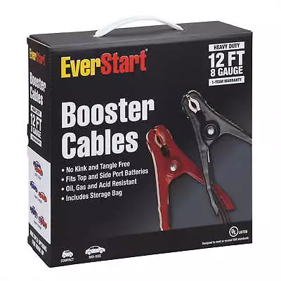 Everstart Jumper Cables 12 Feet 8 AWG Gauge Heavy Duty Clamps Tangle-Free • $14.87