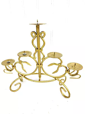 Vintage Metal 5 Arm Candelabra/centerpiece Gold Color • $22