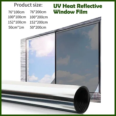 £8.94 • Buy One Way Mirror Window Film Reflective Home Privacy Solar Tint Foil Glass Sticker
