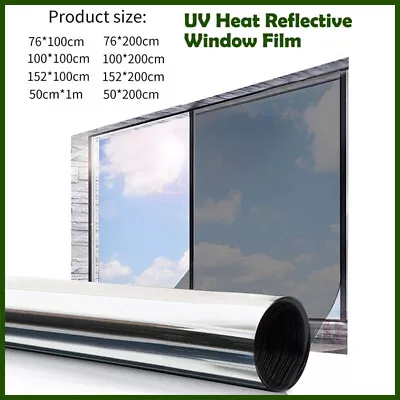 One Way Mirror Window Film Reflective Home Privacy Solar Tint Foil Glass Sticker • £8.95