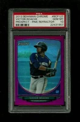 Victor Roache 2013 Bowman Chrome PINK REFRACTOR Rookie #/35! PSA 10 GEM MINT RC • $40