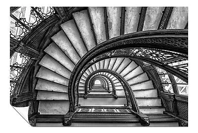 Black & White Architectural Infinite Spiral Stairs Poster Wall Art Home Decor • £11