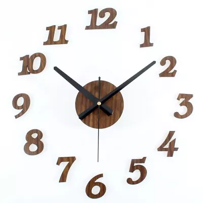 3D Wall Clock Wooden Surface Large Modern DIY Sticker Office Home Shop Art Decor • $24.75