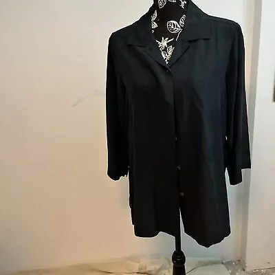 Tommy Bahama Men’s Shirt 100% Silk Hawaiian Button Up Short Sleeve Sz Large Blk • $18