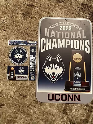 NEW UCONN HUSKIES 2023 National  Champs Final 4 NCAA Plastic Sign 11x17 & Decals • $23.99