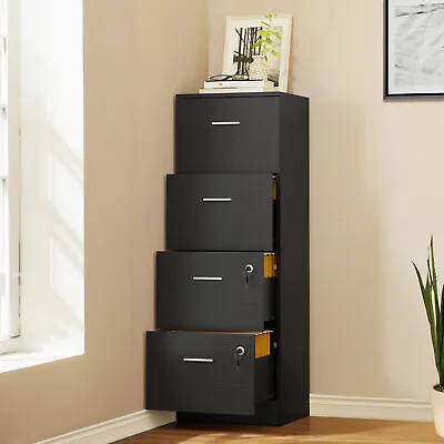 Vertical 4-Drawer File Cabinet W/ Lock For Letter A4-Sized Files Storage Office • $92.99