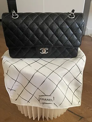 $9200 • Buy Chanel Classic Double Flap Medium Chain, Black Caviar Leather, Silver Hardware
