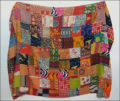£14.99 • Buy Vintage Kantha Patchwork Bedspread Indian Handmade Quilt Throw Cotton Blanket