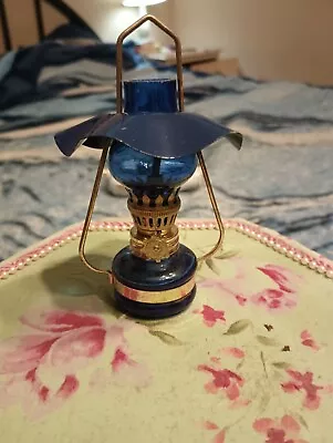 Mini Cobalt Blue Oil Lamp With Blue Canopy Shade • $29.99