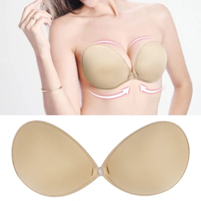 Silicone Strapless Push Up Bra Backless Self Adhesive Invisible Lace Stick On • £3.40