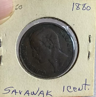 Malasia. 1 Céntimo. 1880. Sarawak. KM-6. ONE CENT COPPER COIN • $12.99