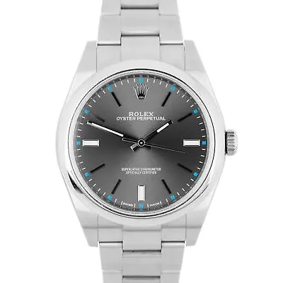 MINT Rolex Oyster Perpetual 39mm RHODIUM Gray Blue Stainless Steel Oyster 114300 • $6793.76